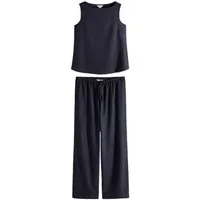 The Set Relaxanzug The Set Ärmelloses Oberteil & Hose mit weitem Bein (2 tlg)