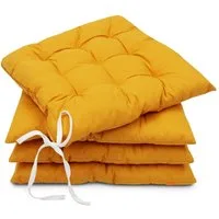 Amilian Stuhlkissen 40x40 mit Bändern - 4er Set Sitzkissen - Outdoor Indoor - Sitzauflage, waschbar