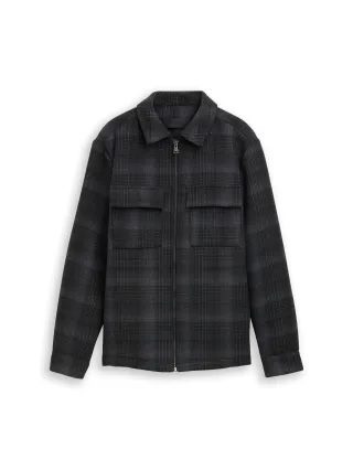 Denim Tom Tailor - Relaxed Fit Overshirt mit Karomuster black grey wool check - Gr. - XL