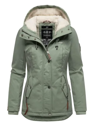Marikoo Damen Winterjacke mit Teddyfell-Innenfutter & Kapuze