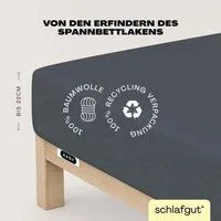 Schlafgut Spannbettlaken EASY JERSEY Bettlaken, 150 g/m², 100% Baumwolle, Spannbetttuch, Jersey, Gummizug: rundum, (1 Stück), Spannbettlaken bis 22 cm Höhe, bügelfrei, pflegeleicht, perfekter Sitz