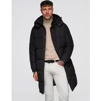 OMBRE Steppmantel Langer, gesteppter Herren-Wintermantel mit Kapuze