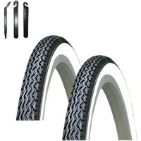 maxxi4you Fahrradreifen 2 x Kenda K-133 Fahrradreifen 37-590 (26 x 1 3/8) Schwarz/Weiß inkl RH