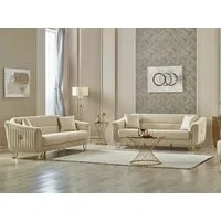 Villa Möbel Polstergarnitur Vega, (Set, Set besteht aus: 3 Sitzer+2 Sitzer), Hand Made Quality, pflegeleichter Mikrofasersamtstoff