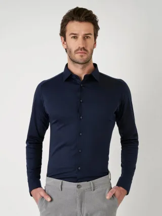 DESOTO - Casual Kent 1/1 navy piqué - Gr. - L