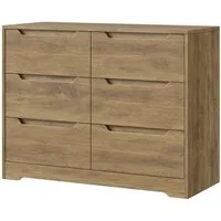 HOMECHO Kommode, Sideboard mit 6 Schubladen, Mehrzweckschrank aus Holz