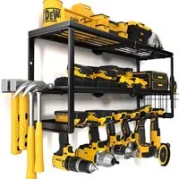 Futicare Wandhalterung für Elektrowerkzeuge, Werkzeug-Organizer mit Ladestation, (Akku-Bohrer-Halter, Garagenregal aus Stahl, 6 Steckplätze, 70 cm)