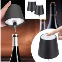 shop'n smile ideoon LED Nachttischlampe Edle Akku Flaschenlampe Schwarz: Dimmbar, 3 Lichtfarben, LEDs mit 3 auswählbaren Lichtfarben, Kaltweiss / Warmweiss / Naturweiss, Verwandelt Flaschen in stimmungsvolle Leuchten