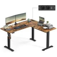VASAGLE Schreibtisch Höhenverstellbarer Schreibtisch elektrisch (L-förmiger Eckschreibtisch), mit Ladestation, 160 cm, Memory-Funktion mit 2 Höhen