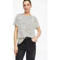 comma Kurzarmbluse Bluse Satinbluse mit Raffung und All-over-Print