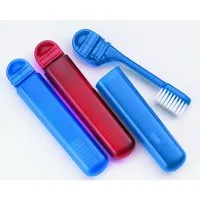 Best Offer Zahnbürste 2x Reisezahnbürste mit Etui / Farbe: je 1x blau und rot