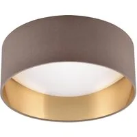 Reality Leuchten LED Deckenleuchte LOCARNO, runde LED Deckenlampe mit Stoffschirm, Ø 30 cm Höhe 11 cm, LED fest integriert, Warmweiß, 12W LED warmweiß 3000 K, 1160 Lumen, Wohnzimmer Schlafzimmer Licht