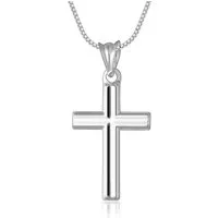 NAHLE Kette mit Anhänger Kreuz Silberkette Kreuz Kette (inklusive Schmuckbox), 925 Silber Anhänger - rhodiniert