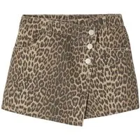jonen Minirock Asymmetrischer Mädchen Hosenrock mit Leoprint
