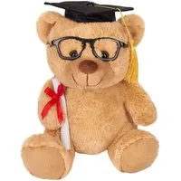 BRUBAKER Kuscheltier Teddybär für den Abschluss, Abitur oder Studium (1-St), Teddy Plüschbär mit Brille, Diplom und Doktorhut 25 cm - Hellbraun