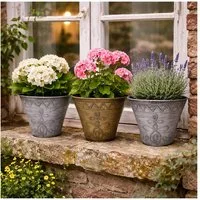 HTI-Living Blumentopf Blumentopf Nessa Ornamente Gold Silber 3er-Set (Set, 3 St., 3 Übertöpfe), Übertopf Kunststoff