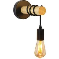 Nettlife Wandleuchte Wandleuchte aus Holz und Metall mit Kabel 1xE27, ohne Leuchtmittel, für Schlafzimmer Flur Treppenhaus Wohnzimmer