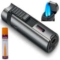 Unilite Feuerzeug Sturmfeuerzeug mit 100ml Gas Kartusche Set, nachfüllbar (2-St), Premium Gasfeuerzeug, befüllt, bis 1300°C