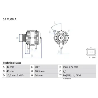 Bosch Lichtmaschine 80A Citroen Fiat Lancia Peugeot 0986049410