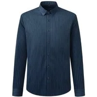 Allthemen Businesshemd Herren langarm Oberhemd aus Stretchmaterial Streifenhemd Slim Fit