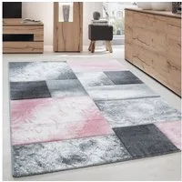 Carpettex Frisé-Teppich Kariert Design, Läufer, Höhe: 13 mm, Designer Wohnzimmer Teppich Kurzflor Konturenschnitt Kariert Design