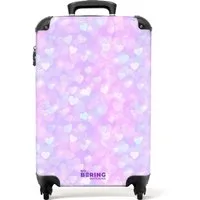 NoBoringSuitcases.com© Kinderkoffer Herzen - Pastell - Romantisch 55x35x20cm, 4 Rollen, Reisetasche mit Rollen, Koffer Handgepäck Flugzeug
