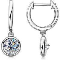 ROUGEMONT Paar Creolen Funkelnde Moissanit Creolen Drop Ohrringe 3ct 925 Silber +Zertifikat, Echtschmuck