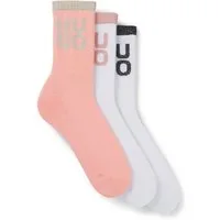 HUGO Freizeitsocken 3P QS SHINY LOG CC W (Packung, 3-Paar, 3er Pack)