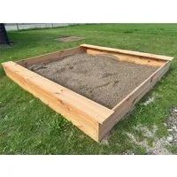 TikTakToo Sandkasten Naturbelassener Sandkasten 140x140 cm oder 180x180 für den Garten, naturbelassenes Holz