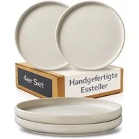 Cosumy Speiseteller Speiseteller Set Ø26 cm, 4er Set, reaktive Glasur, (4 St), Handgefertigte reaktive Glasur, Spülmaschine & Mikrowelle