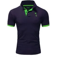 behype Poloshirt EDIN mit kontrastfarbenem Palmen-Logopatch