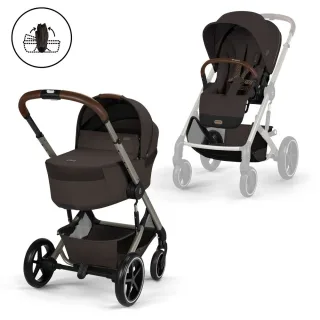 Cybex Kinderwagen Balios S Lux mit Folt Cot, Chocolate Brown (Taupe Frame)