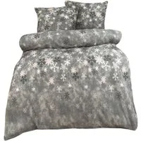 Leonado Vicenti Bettwäsche Winter flauschig warm, Fleece, 2 teilig, Thermofleece kuschelig weich, Schneeflocken