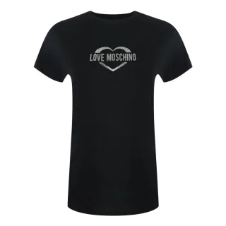 Moschino T-shirt Mit Glänzendem Herzlogo, Schwarz