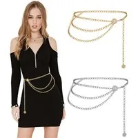 Zaewry Taillengürtel Damen Concho Kettengürtel taillenkette Taille Gürtel Verstellbarer Metall Western Cowgirl Gürtel