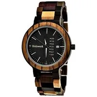 Holzwerk Quarzuhr NEUMARK Damen und Herren Holz Uhr mit Datum in schwarz, Walnuss braun