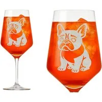 eXODA Weinglas Weinglas Französische Bulldogge 350ml - Gravur spülmaschinenfest, 1-tlg., Glas, Atemberaubende Darstellung