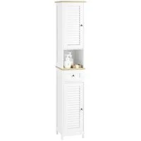 SoBuy Hochschrank FRG236, Badezimmerschrank schmal, Badkommode mit 2 Türen Badezimmer-Hochschrank Badregal Badschrank Badmöbel