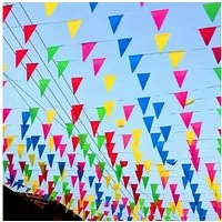 Dekotalent® Hängedekoration 1x Wimpelkette Stoff 100 Meter bunt Girlande zum Aufhängen Party Deko (1 St., 1x Wimpelkette), Reißfest / 100m lang / strahlende Farben