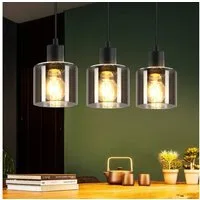 Nettlife Pendelleuchte Schwarz Vintage E27 Glas Esstisch 1/3 Flammig Wohnzimmer Hängelampe, Höhenverstellbar, LED wechselbar, Esszimmer Hotel Büro