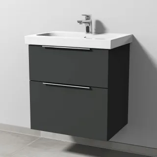 Sanipa 3way Waschtischunterbau zu Geberit iCon Light Waschtisch mit 2 Auszügen, Graphit-Matt UP5711B