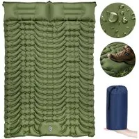 AKKEE Isomatte Doppel-Isomatte Outdoor, Campingmatratze, Isomatte Ultraleicht, Isomatte Camping Selbstaufblasend mit Fußpresse Pumpe und Kissen