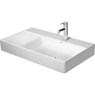 Duravit DuraSquare Möbel-Waschtisch asymmetrisch 2349800070 80x47cm, ohne Überlauf, mit Hahnlochbank, Becken rechts, ohne Hahnloch, weiß