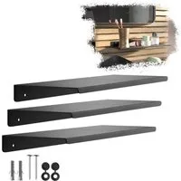 SO-TECH® Wandregal Schweberegal HOVER 35/45 x 13 x 3 cm inkl. Befestigungsset, 3-tlg., Wandmontage, für Bad Küche oder Wohnzimmer, Schwarz