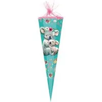Nestler Schultüte Koalafamilie, 85 cm, eckig, mit rosafarbigem Tüllverschluss