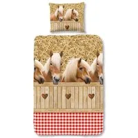 good morning Kinderbettwäsche Horses 5058 Sand, Baumwolle, 2 teilig, Tiermotiv