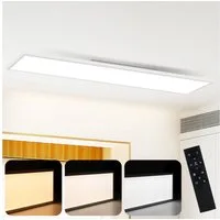 Nettlife LED Panel Flach Deckenleuchte Dimmbar 42W 100*25CM mit Fernbedienung, 60S Timer, LED fest integriert, Warmweiß Neutralweiß Kaltweiß, für Büro Wohnzimmer Flur Treppe