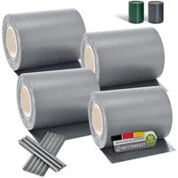 Juskys Sichtschutzstreifen PVC Sichtschutzstreifen 4er Set, Doppelstabmatten Zaun 4er Set á 35m x 19cm, Zaunfolie