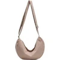 ITALYSHOP24 Schultertasche Damen Halbmond Tasche aus Cord Body Bag Umhängetasche CrossOver Urlaub, Crossbody Runde Cordtasche MOON Brust Slingtasche Freizeit Unisex Bag
