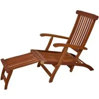 Spetebo Gartenliege Eukalyptus Deckchair mehrfach verstellbar - 163 x 56 cm, Stück, 1 St., Sonnenliege, Holz Gartenliege mit Fußteil klappbar